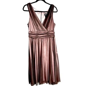 Semi formal dress in pink with brown mesh
